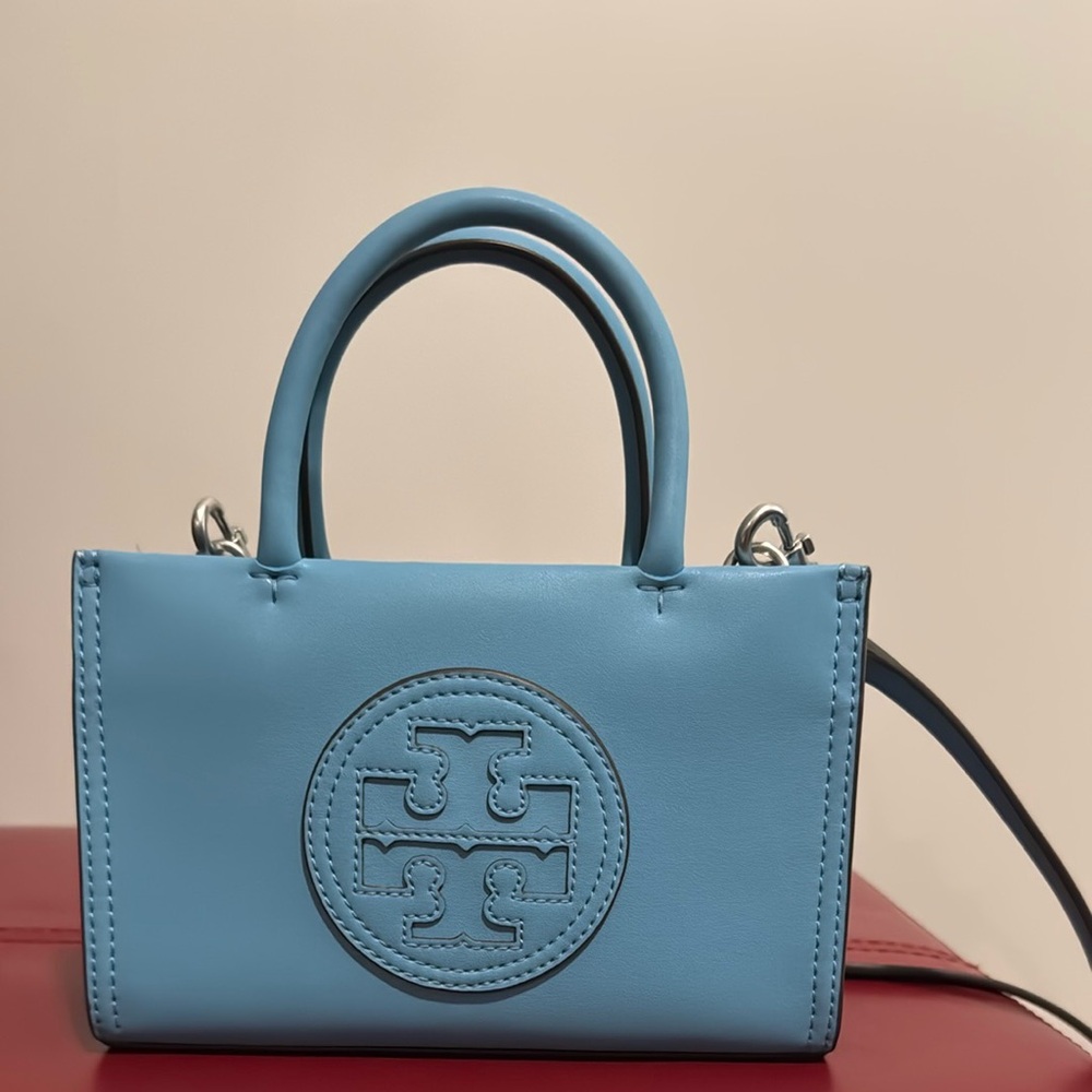 Tory Burch Blue Mini Bag with Embossed Logo - Picture 1 of 1